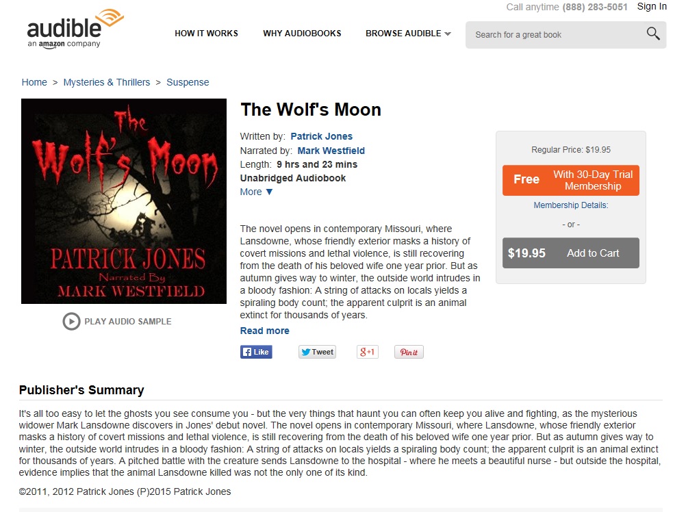 The Wolf's Moon by Patrick Jones live on Audible